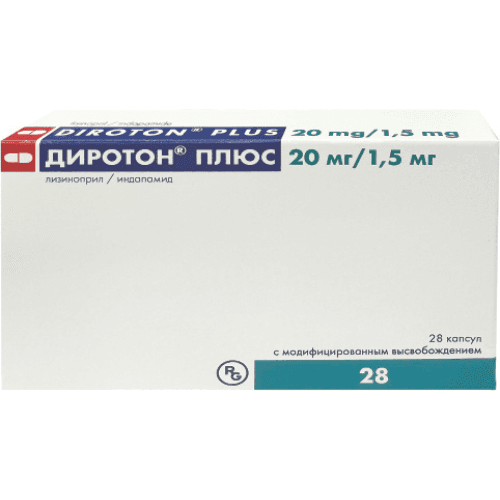 დიროტონ პლუსი კაფსულა 20მგ+1.5მგ #28
