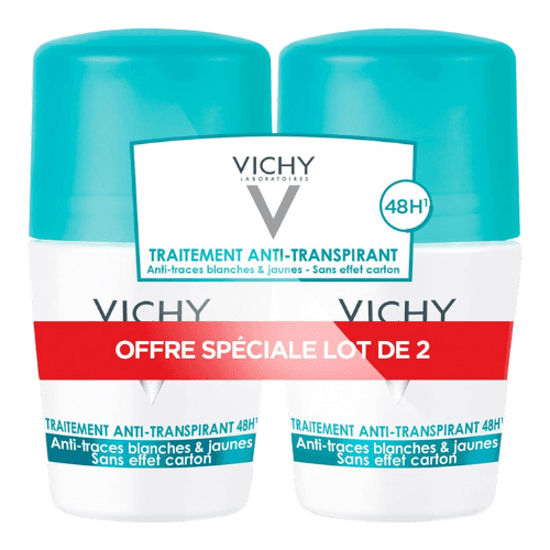 ვიში - დეოდორანტი ანტიპერსპირანტი ბურთ. 48სთ თეთრი/ყვითელი ლაქების გარეშე დუოპაკი 2X50მლ