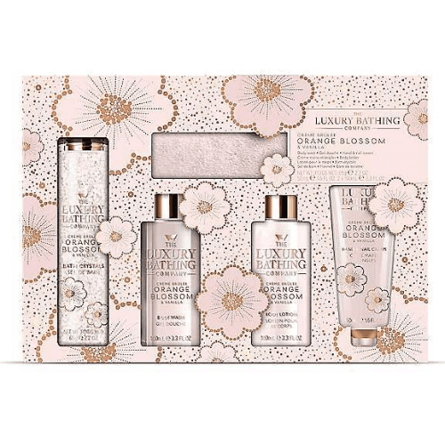 გრეის კოული - სასაჩუქრე ნაკრები Ultimate Indulgence Creame Brulee შხაპის გელი/ტანის ლოსიონი/ხელის კრემი/აბაზანის კრისტალები