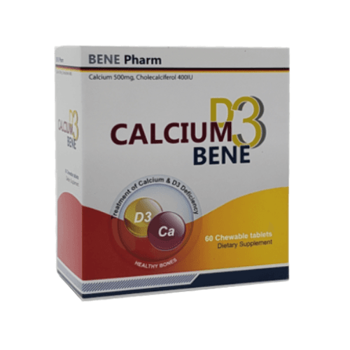 ბენე კალციუმ დ3 ტაბლეტი საღეჭი 500მგ+400სე #60