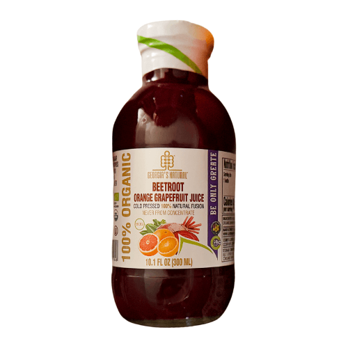 არომაპროდუქტი - წვენი ორგანული ჭარხალი. ფორთოხალი. გრეიფრუტი  ცივად დაწურული 100% სუფთა წვენი 750მლ