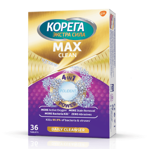 კორეგა - კბილის პროთეზის გამწმენდი ტაბლეტი Max Clean  #36