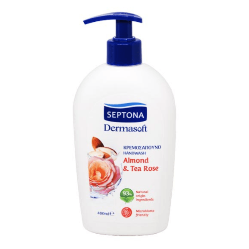 სეპტონა - თხევადი საპონი დერმასოფტი ნუში და ვარდის ჩაი 400მლ