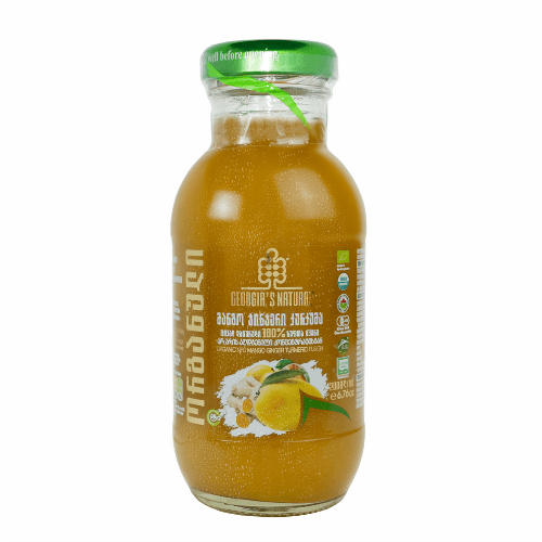 არომაპროდუქტი - წვენი ორგანული მანგოს. ჯინჯერის და კურკუმას ფიუჟენი   100% სუფთა წვენი 200მლ