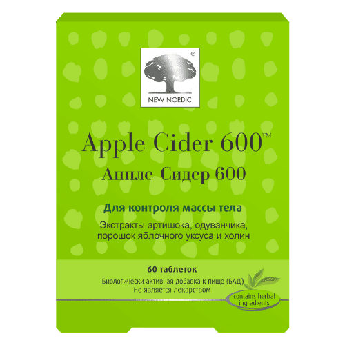 ნიუ ნორდიკი ეფლ საიდერ 600 წონის კონტროლი (ვაშლის ძმრის ტაბლეტები) ტაბლეტი 600 მგ #60