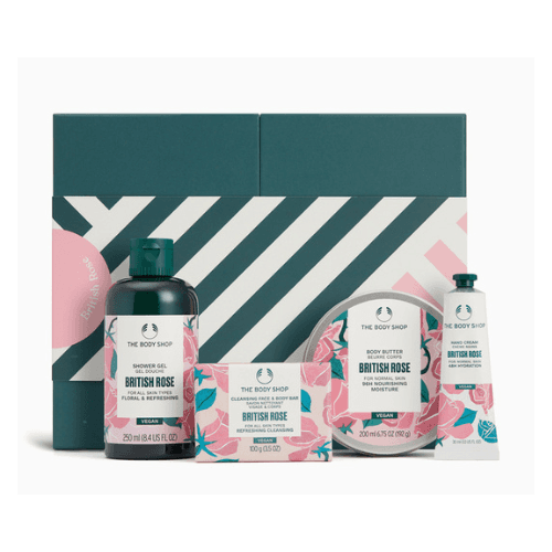 ბოდი შოპი - სასაჩუქრე ნაკრები AYR25 G4 ბრიტანული ვარდი შხ.გელი 250მლ. კარაქი 200მლ. საპონი 100გ.ხელის კრემი 100მლ 45064