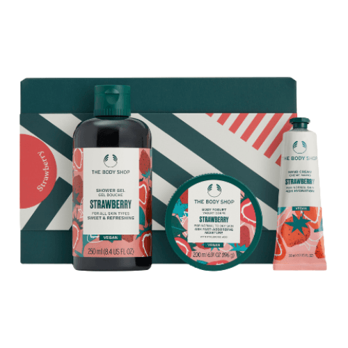 ბოდი შოპი - სასაჩუქრე ნაკრები AYR25 G3 მარწყვი შხ.გელი 250მლ. იოგურტი 200მლ. ხელის კრემი 30მლ