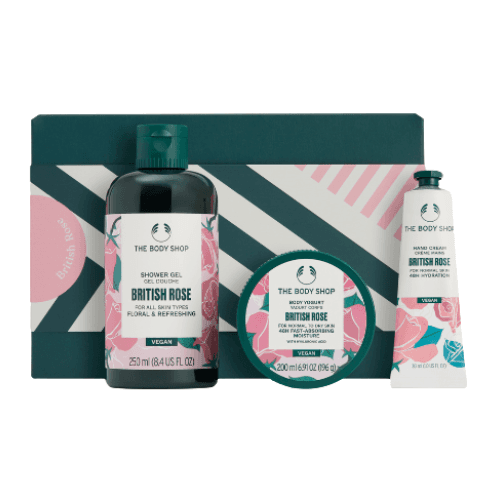 ბოდი შოპი - სასაჩუქრე ნაკრები AYR25 G3 ბრიტანული ვარდი შხ.გელი 250მლ. იოგურტი 200მლ. ხელის კრემი 30მლ
