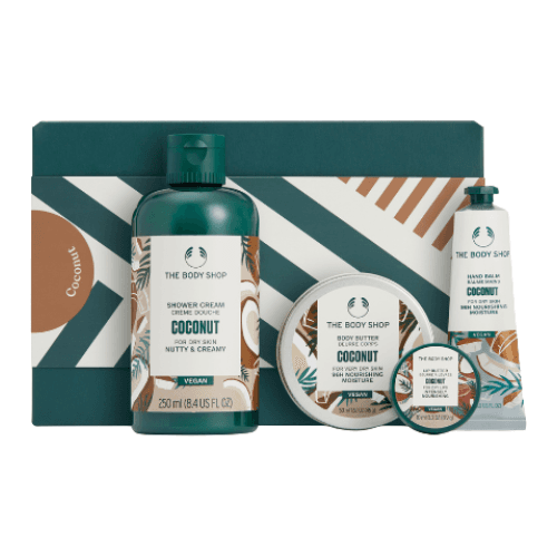 ბოდი შოპი - სასაჩუქრე ნაკრები AYR25 G3 ქოქოსი შხ. კრემ-გელი 250მლ. კარაქი 50მლ. ტუჩის კარაქი 10მლ. ხელის ბალმი 30მლ