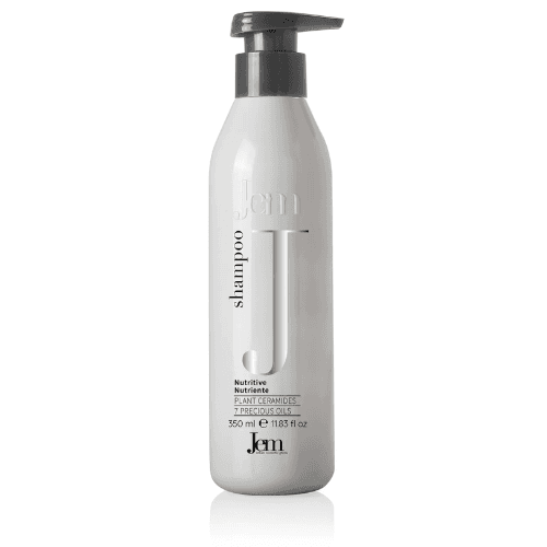 ჯემ - შამპუნი მცენარეული კერამიდები მკვებავი მშრალი ტიპის თმის უსულფატო 350მლ