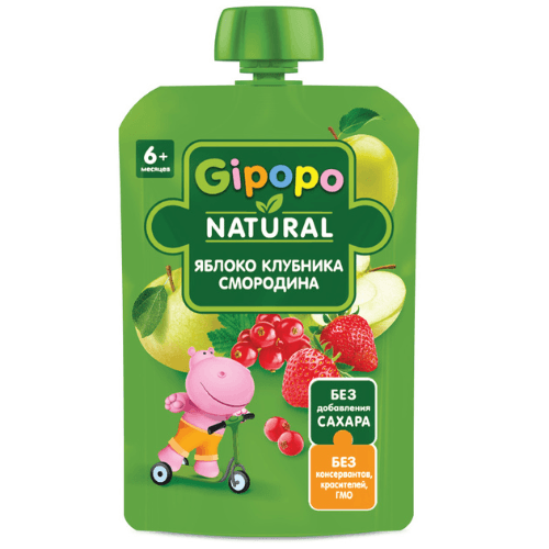 ჰიპოპო - პაუჩი ვაშლი. მარწყვი. წითელი მოცხარი /6თვ+/ 90გრ