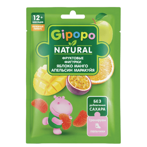 ჰიპოპო - ხემსი ხილის ფიგურები ვაშლი. მანგო. ფორთოხალი და მარაკუია /12თვ+/ 15გრ