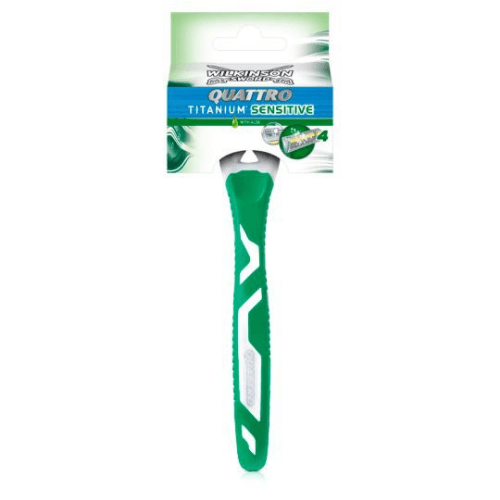 ვილკინსონი - მამაკაცის ერთჯერადი საპარსი დანადგარი Quattro ტიტანიუმ სენსიტივი 4 პირ