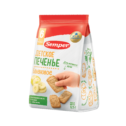 სემპერი - ორცხობილა საბავშვო. უშაქრო ბანანით ..ზოოპარკი' /6თვ+/ 125გრ