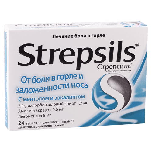 სტრეპსილსი მენთოლი და ევკალიპტი ტაბლეტი საწუწნი #24