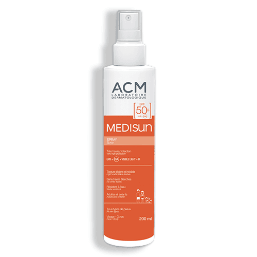 ისისფარმა - ACM მედისანი მზისგან დამცავი სპრეი ბავშვი/მოზრდილებისთვის მგრძნობიარე კანის SPF50+ 200მლ
