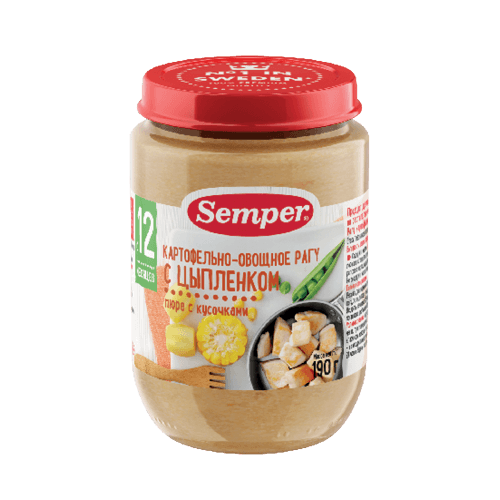 სემპერი - სადილი წიწილის ხორცი ბოსტნეულის რაგუთი /10თვ+/ 190გრ
