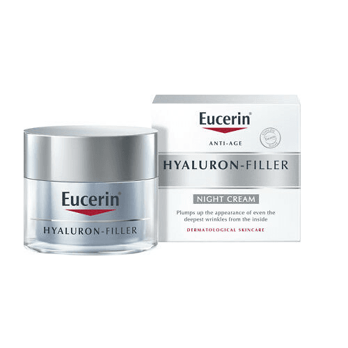 ეუცერინი - ჰიალურონ-ფილერი სახის კრემი ნაოჭების შემავსებელი ყველა ტიპის კანი ღამის 50მლ