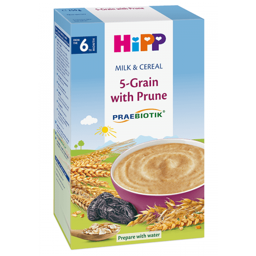 ჰიპი - ფაფა რძიანი 5 მარცვლოვანი შავი ქლიავით /6თვ+/ 250გრ