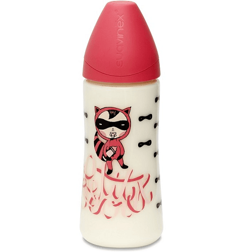 სუავინექსი - ბოთლი პლასტიკის სილიკონის ანატომ. საწ. ვარდისფერი /6თვ+/ 360მლ