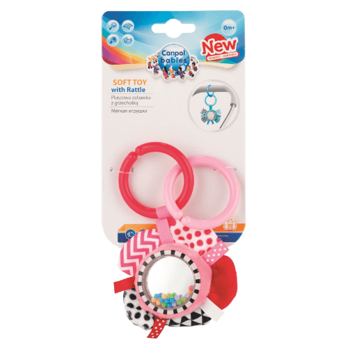 კანპოლი - რბილი სათამაშო საჩხარუნო. შრაშუნა დეტალებით 'ზიგ-ზაგი' ვარდისფერი ლენტი /0თვ+/