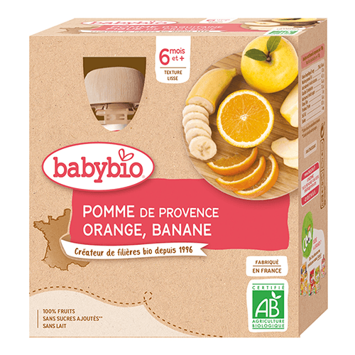 ბეიბიბიო - ხილფაფა ფორთოხალი. ბანანი და ვაშლი /6თვ+/ 90გრ  #4