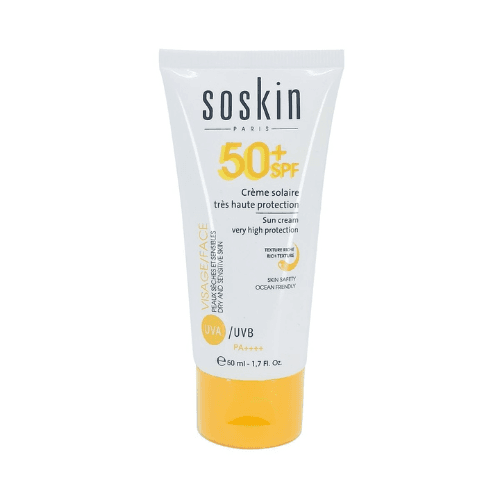 სოსკინ - სახის კრემი მზისგან დამცავი SPF50+ მშრალი/ნორმ/მგრძნობიარე კანის 50მლ