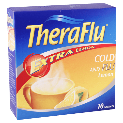 ტერაფლუ ექსტრა ფხვნილი ორალური ხსნარის მოსამზადებლად 650მგ+20მგ+10მგ პაკეტი #10