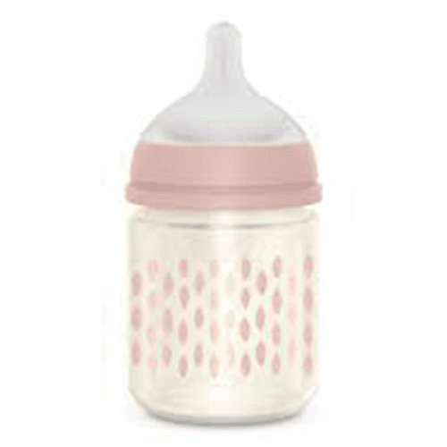 სუავინექსი - შუშის ბოთლი ბუმბული სილიკონის SX ფიზ. საწ. ვარდისფერი 120მლ/0თვ+/ 120მლ