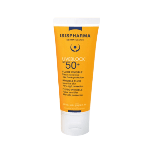 ისისფარმა - მზისგან დამცავი Uveblock SPF 50+ Fluide Invisible სახის ფლუიდი გამჭვირვალე მშრალი კანის 12+ 40მლ
