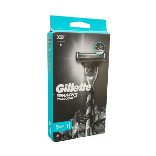 ჯილეტი - მამაკაცის საპარსი დანადგარი Mach3 Charcoal + 2 კასეტა