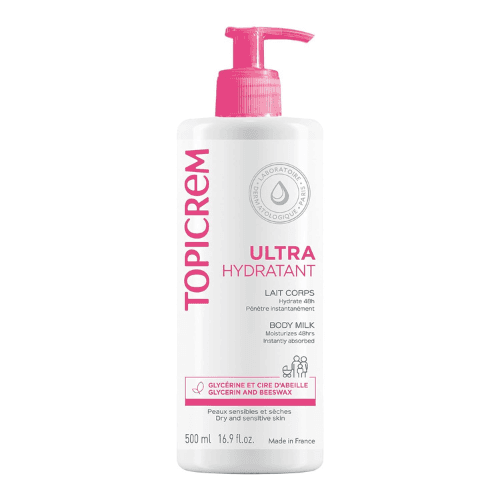 ტოპიკრემი - ტანის რძე  ულტრა- დამატენიანებელი მშრალი/მგრძნობიარე კანის 500მლ