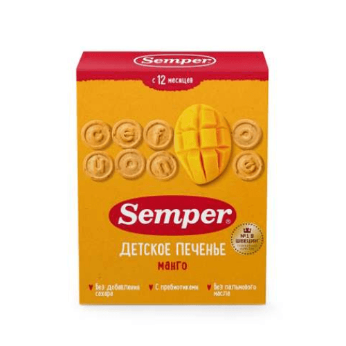 სემპერი - ორცხობილა საბავშვო. უშაქრო მანგო /12თვ+/ 80გრ