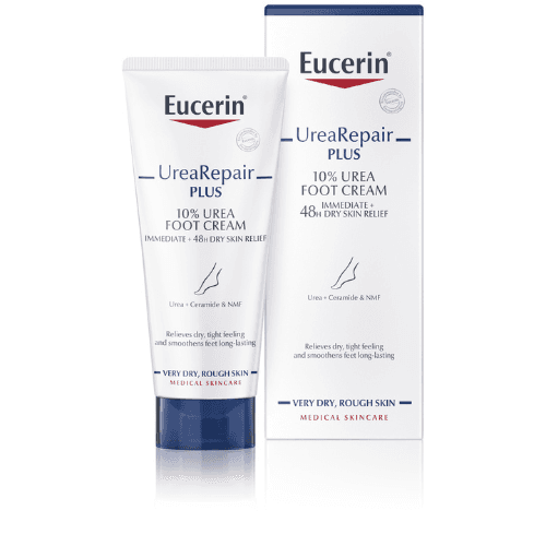 ეუცერინი - UreaRepair Plus 10% შარდოვანა ფეხის კრემი 48სთ ინტენსიური დამატენიანებელი მშრალი. გაუხეშებული კანის 100მლ