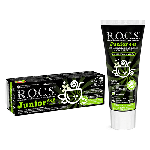 როქსი - კბ/პასტა ბავშვის ჯუნიორ ქოქოსი და ვანილი 6-12 წელი 74გრ