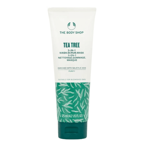 ბოდი შოპი - ჩაის ხე სახის დასაბანი.სკრაბი.ნიღაბი 3/1-ში ცხიმიანი/პრობლ. კანის 125მლ