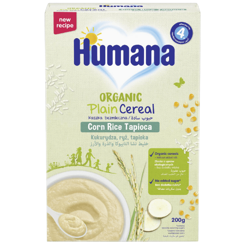 ჰუმანა - ფაფა ურძეო სიმინდი. ბრინჯი. ტაპიოკა /4თვ+/ 200გრ