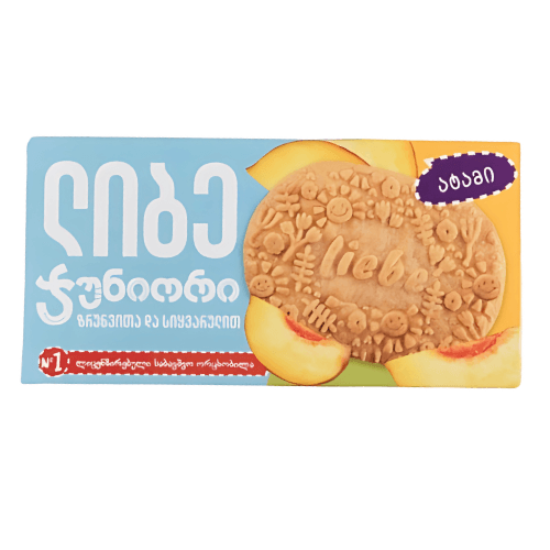 ლიბე - ბისკვიტი ჯუნიორი სიმინდის ზეთზე ატამი /6თვ+/ 160გრ