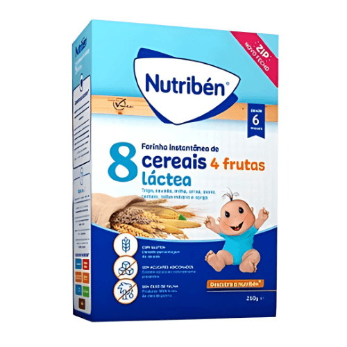 ნუტრიბენი - ფაფა რძიანი 8 მარცვალი 4 ხილით /6თვ+/ 300გრ (250გრ)