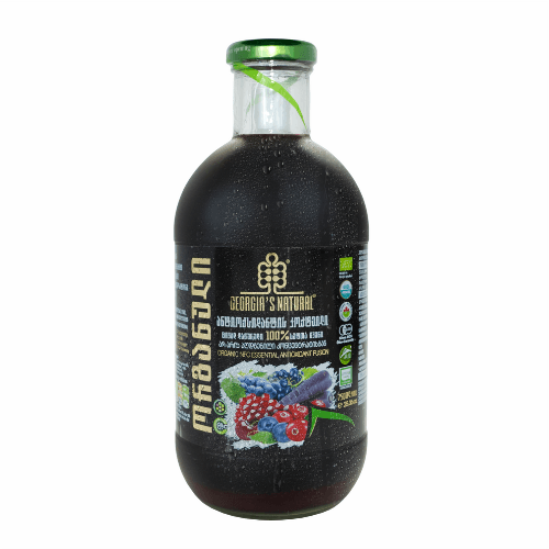 არომაპროდუქტი - წვენი ორგანული ანტიოქსიდანტის კოქტეილი ცივად დაწურული 100% სუფთა წვენი 750მლ