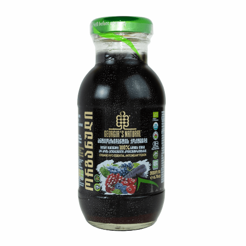 არომაპროდუქტი - წვენი ორგანული წითელი ანტიოქსიდანტის კოქტეილი  ცივად დაწურული 100% სუფთა წვენი 200მლ