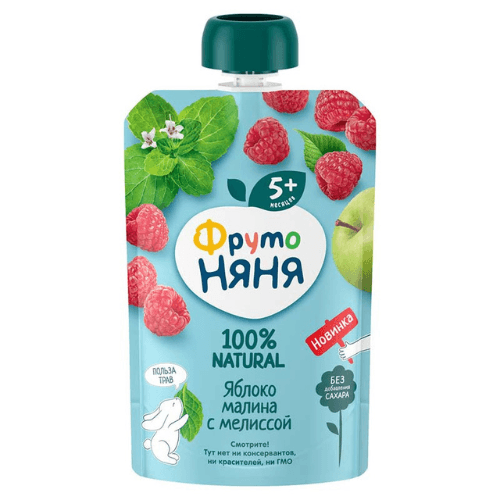 ფრუტო - პაუჩი ვაშლი და ჟოლო /5თვ+/ 90გრ