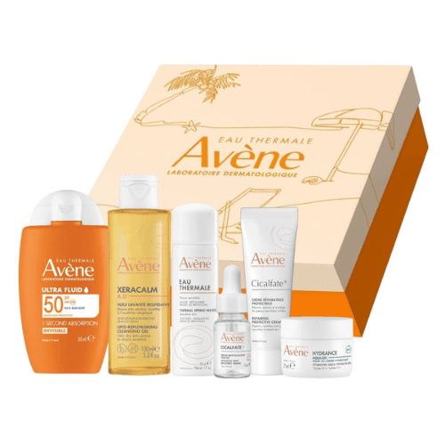 ავენი - სასაჩუქრე ნაკრები მზისგან დამცავი ულტრა ფლუიდი ნორმ/კომბ. კანის SPF50+ უხილავი ტექსტურა 50მლ + მინი მოდელები