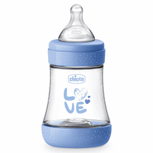 ჩიკო - ბოთლი პლასტიკის სილიკონის საწოვ ცისფერი /0თვ+/ 150მლ