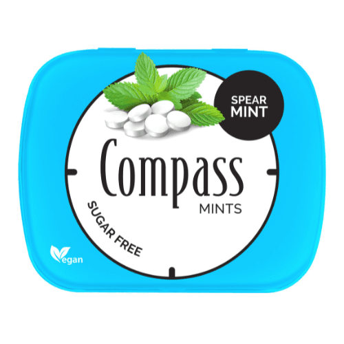 კომპას - საწუწნი კანფეტი გამაგრილებელი მენთოლით უშაქრო დამატკბობლებით