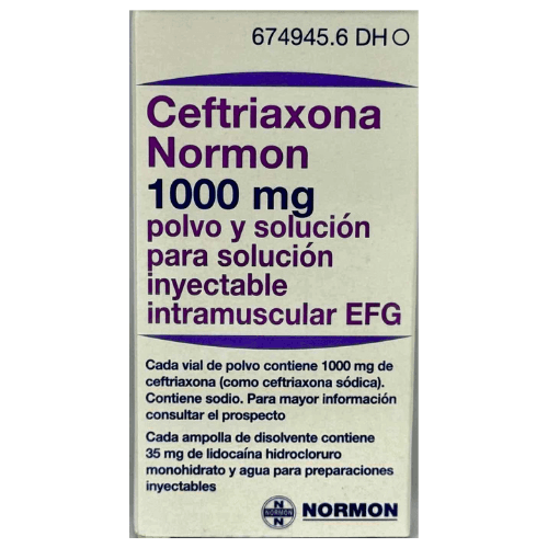 ცეფტრიაქსონი ნორმონი ი/მ ფხვნილი საინექციო ხსნარის მოსამზადებლად 1000მგ ფლაკონი+გამხსნელი 3.5მლ #1