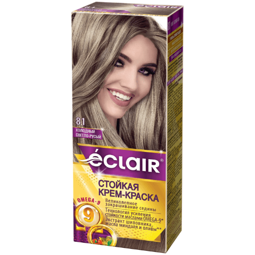 ეკლარი - თმის საღებავი Omega 9 ქერა ცივი ღია N8.1