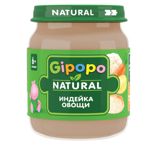 ჰიპოპო - სადილი ინდაური. ყვავილოვანი კომბოსტო. სტაფილო და კარტოფილი /6თვ+/ 100გრ