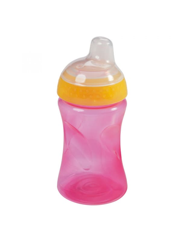 Baby Nova 300 მლ. ჭიქა, დამცავი თავსახურით ბავშვისთვის 6 თვიდან, სახელურების გარეშე, ვარდისფერი (კოდი: 34121)