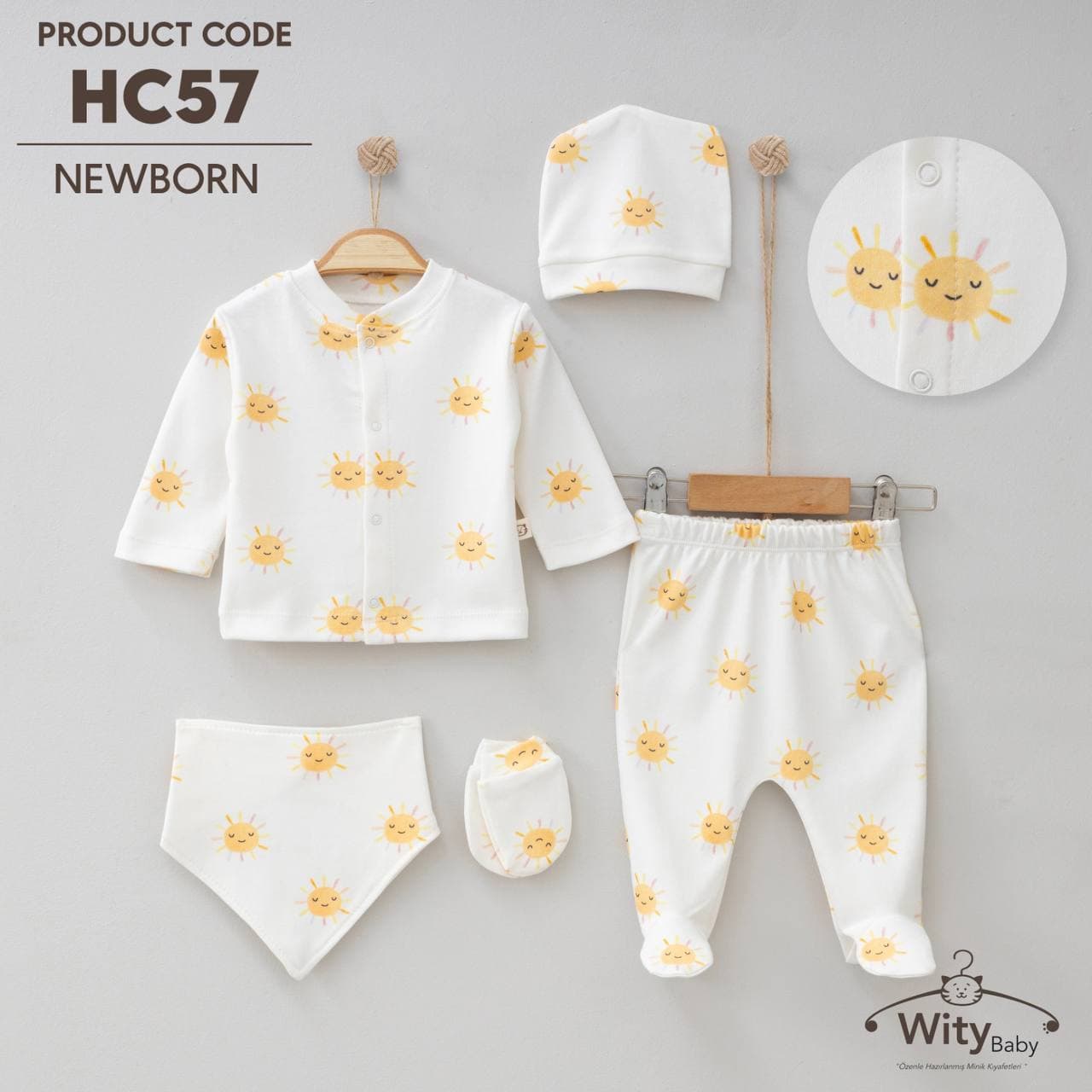 100% ბამბა - მხიარული მზე (5 ნაჭრიანი სეტი)